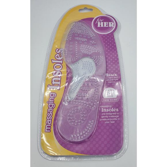Womens Massaging Gel Insoles Shoe Size Large 7 to 9 - 1 Pair - NEW - Picture 1 of 2